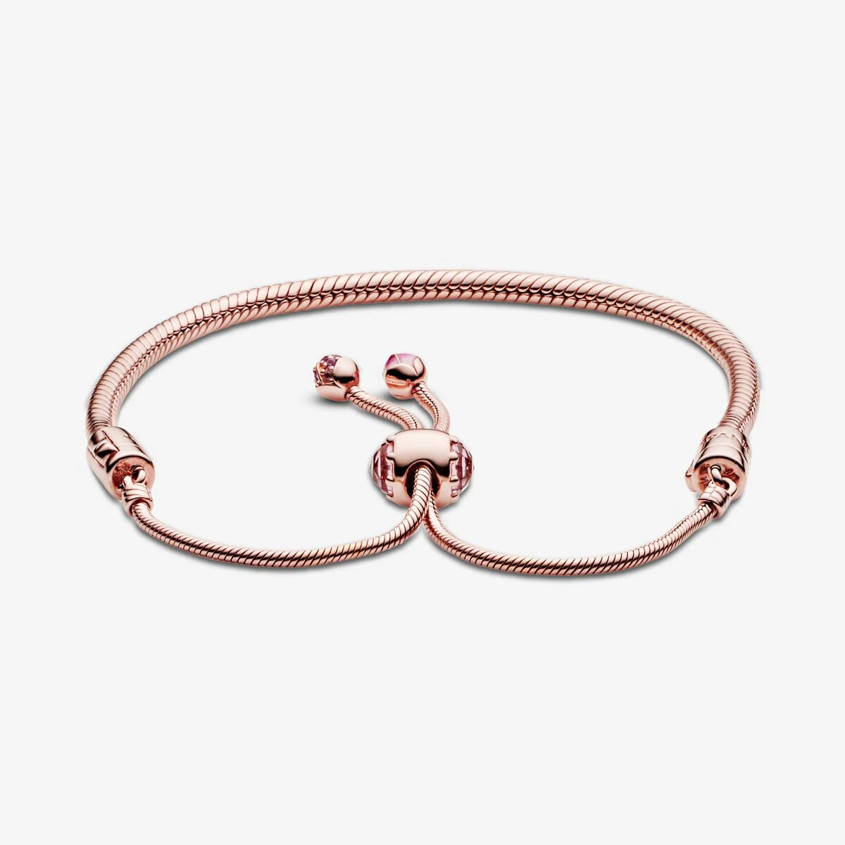 Pulsera Pandora Deslizante Oro Rosa De 14k Con Cristales Cereza