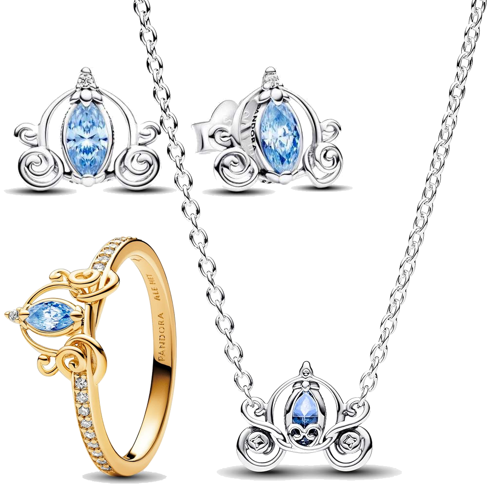 Conjunto Pandora Collar Aretes y Anillo Princesa Cenicienta
