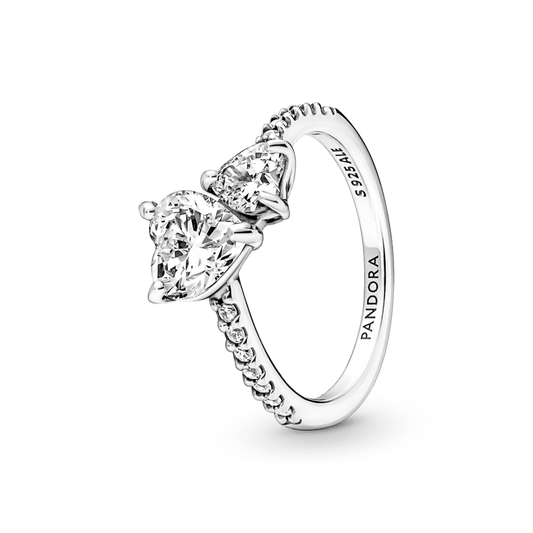 Anillo Pandora Reluciente Corazón Doble Con Kit De Regalo