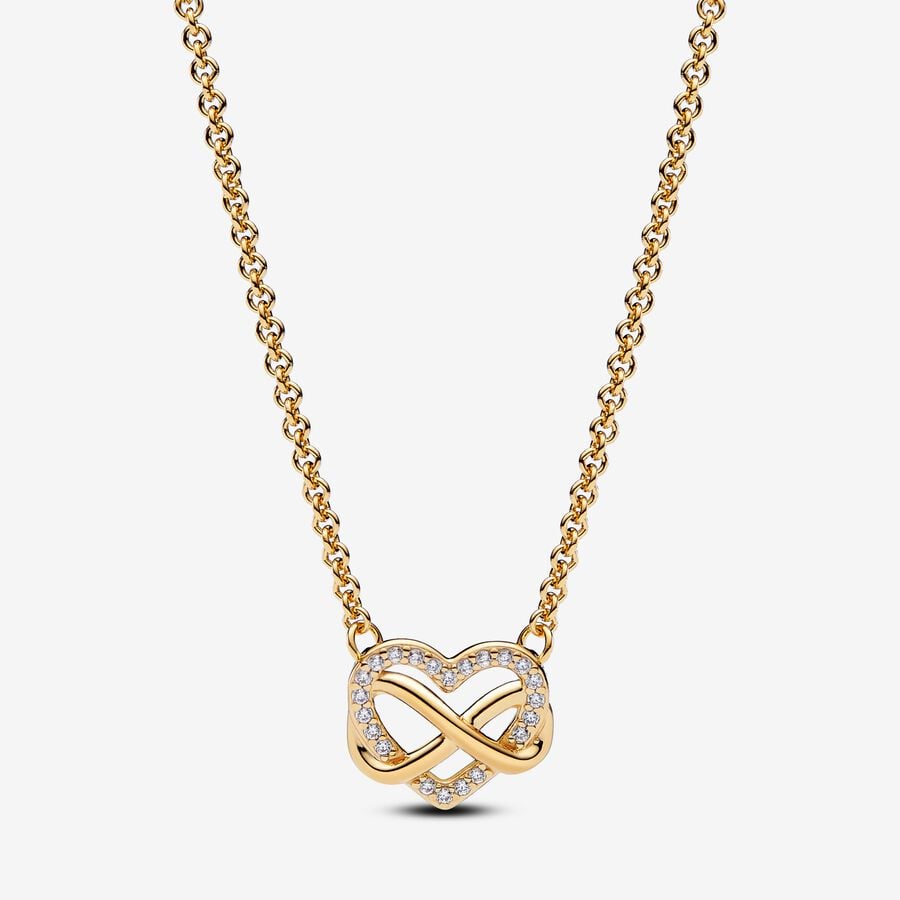 Collar Pandora Corazón Infinito Brillante Oro 14k