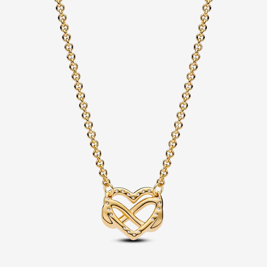 Collar Pandora Corazón Infinito Brillante Oro 14k