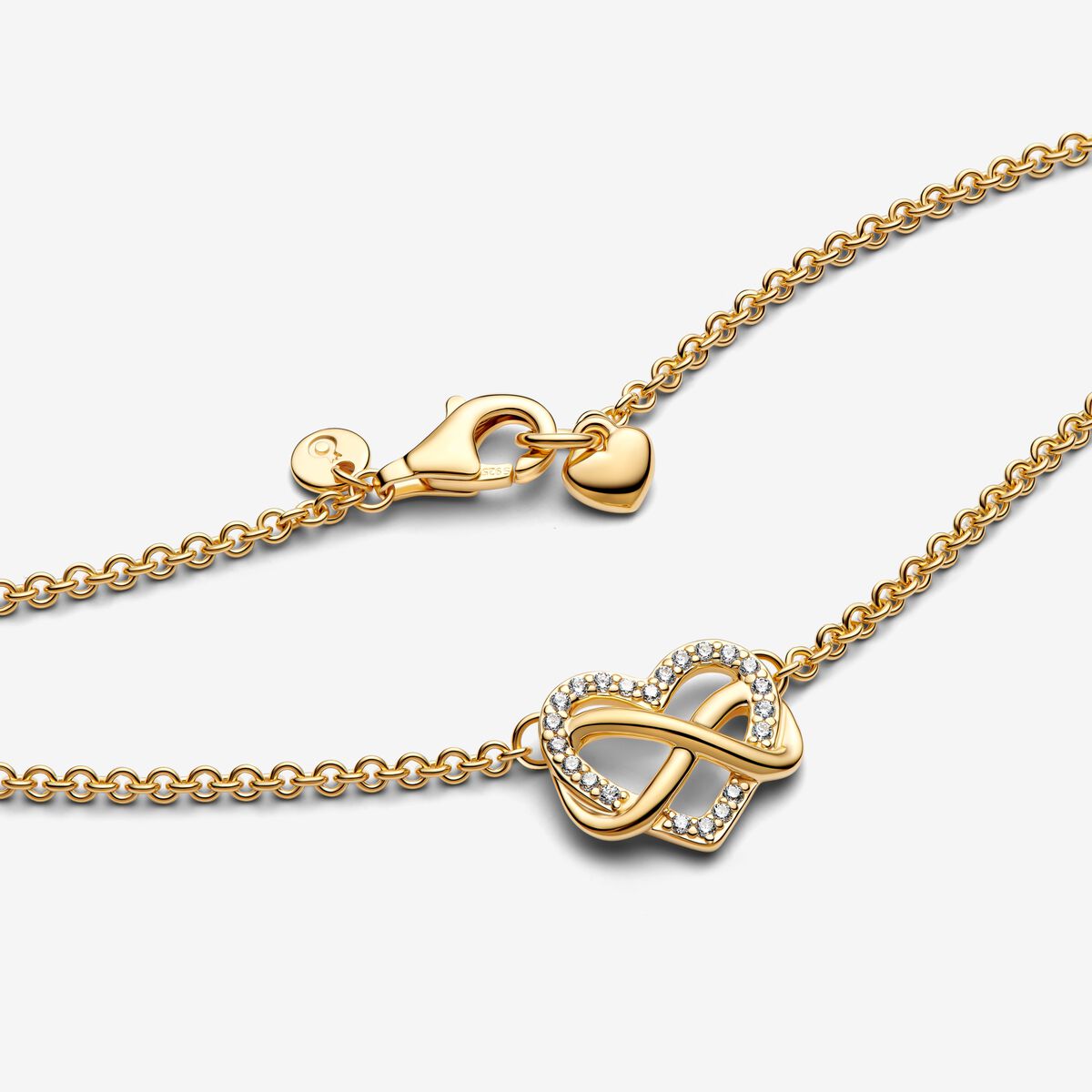 Collar Pandora Corazón Infinito Brillante Oro 14k