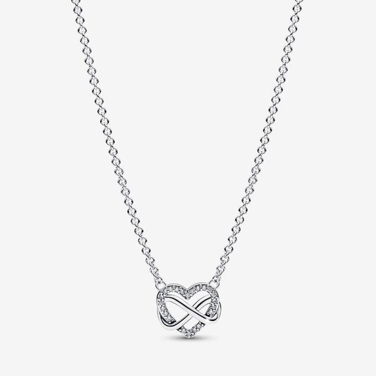 Collar Pandora Corazón Infinito Brillante Plata Esterlina