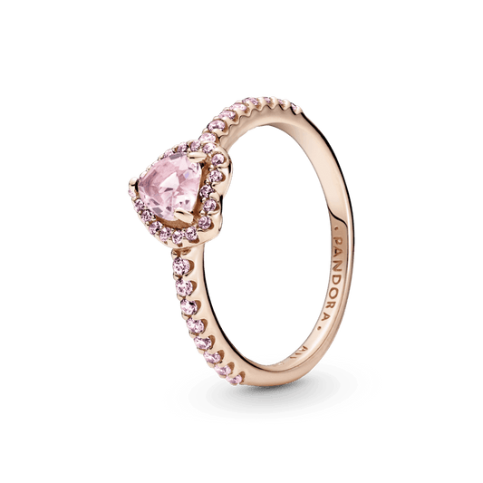 Anillo Pandora Con Un Recubrimiento En Oro Rosa De 14k Corazón Brillante Rosa Elevado - Jewelry Deals