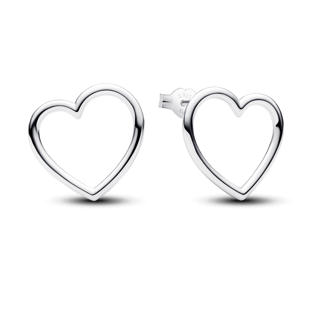 Aretes Pandora Botón Corazón de Frente Plata Esterlina - Jewelry Deals