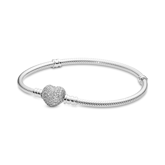 Pulsera Pandora Moments Broche Corazón Centelleante Con Caja y 2 Charms Gratis.