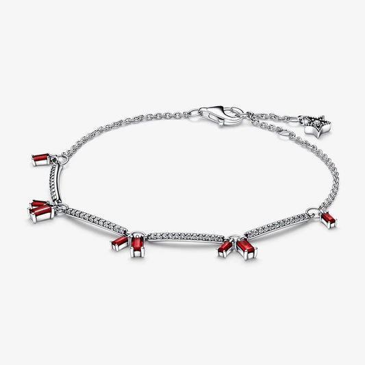 Pulsera Pandora Firecraker Radiantes En Plata y Cristales Rojos