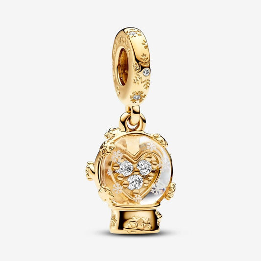 Charm Pandora Globo Corazón Copo de Nieve Oro 14k