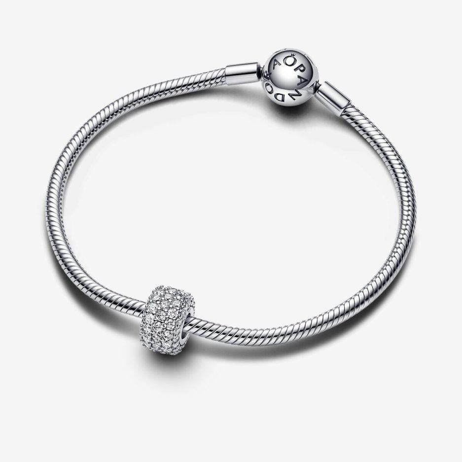 Charm Pandora Triple Fila Brillante Pavé En Plata