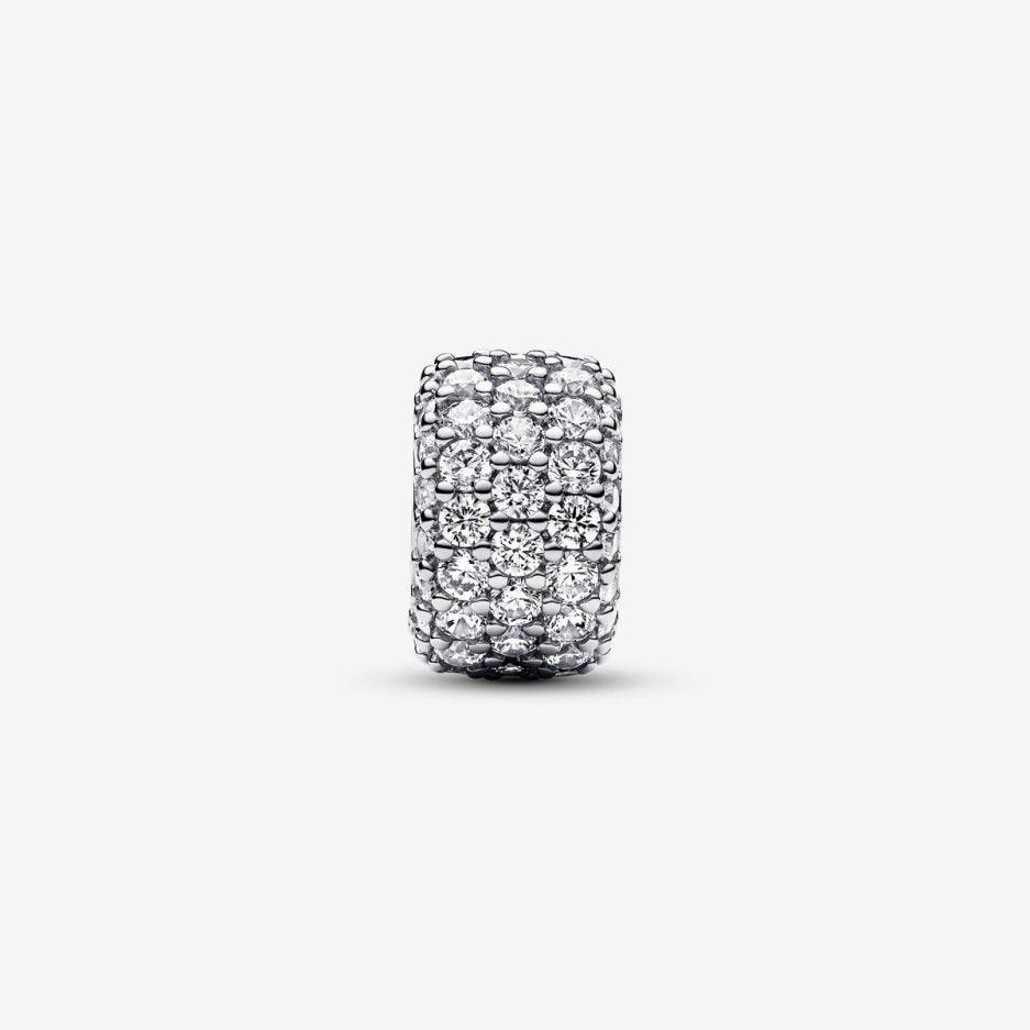 Charm Pandora Triple Fila Brillante Pavé En Plata