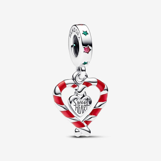 Charm Pandora Corazón Bastón Caramelo Doble Navidad