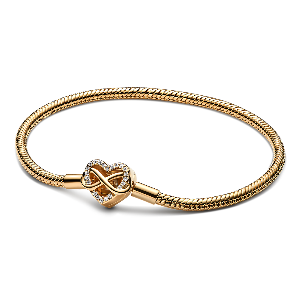 Pulsera Pandora Corazón Infinito Brillante Oro 14k