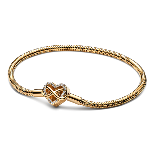 Pulsera Pandora Corazón Infinito Brillante Oro 14k