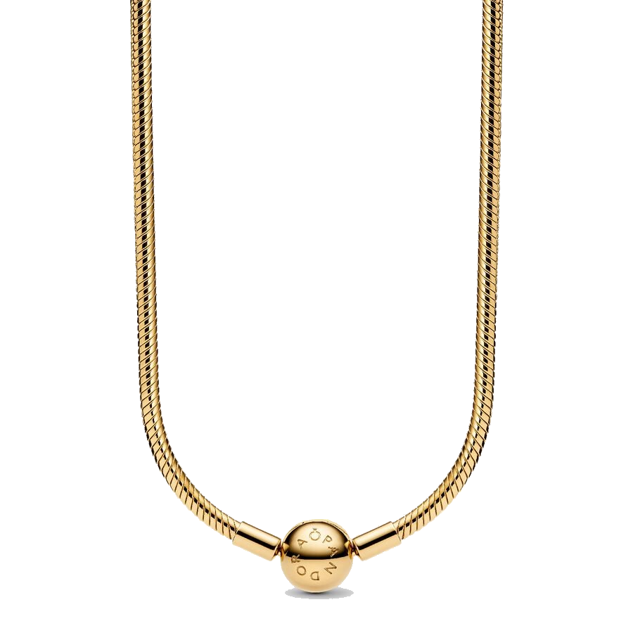 Collar Pandora Cadena De Serpiente Broche Redondo Oro 14k