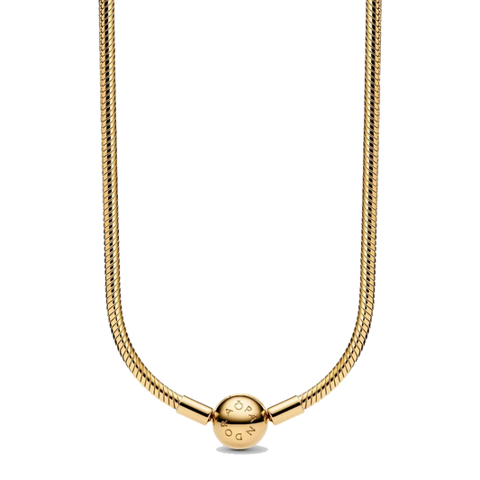 Collar Pandora Cadena De Serpiente Broche Redondo Oro 14k