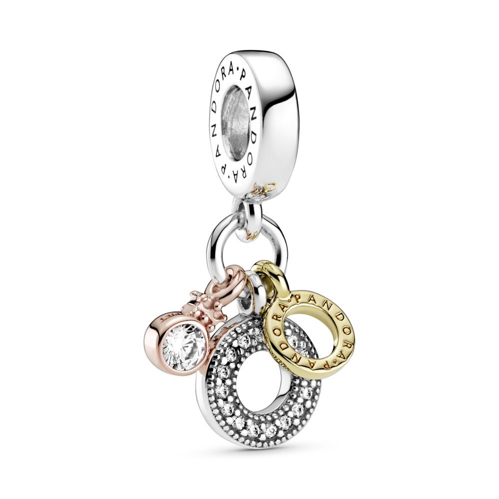 Charm Pandora Colgante Triple Monograma y Logo