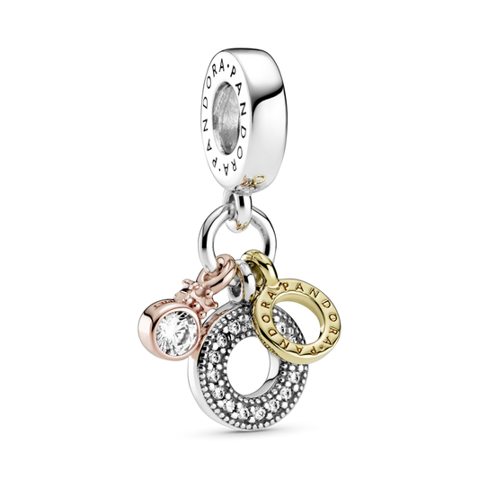 Charm Pandora Colgante Triple Monograma y Logo