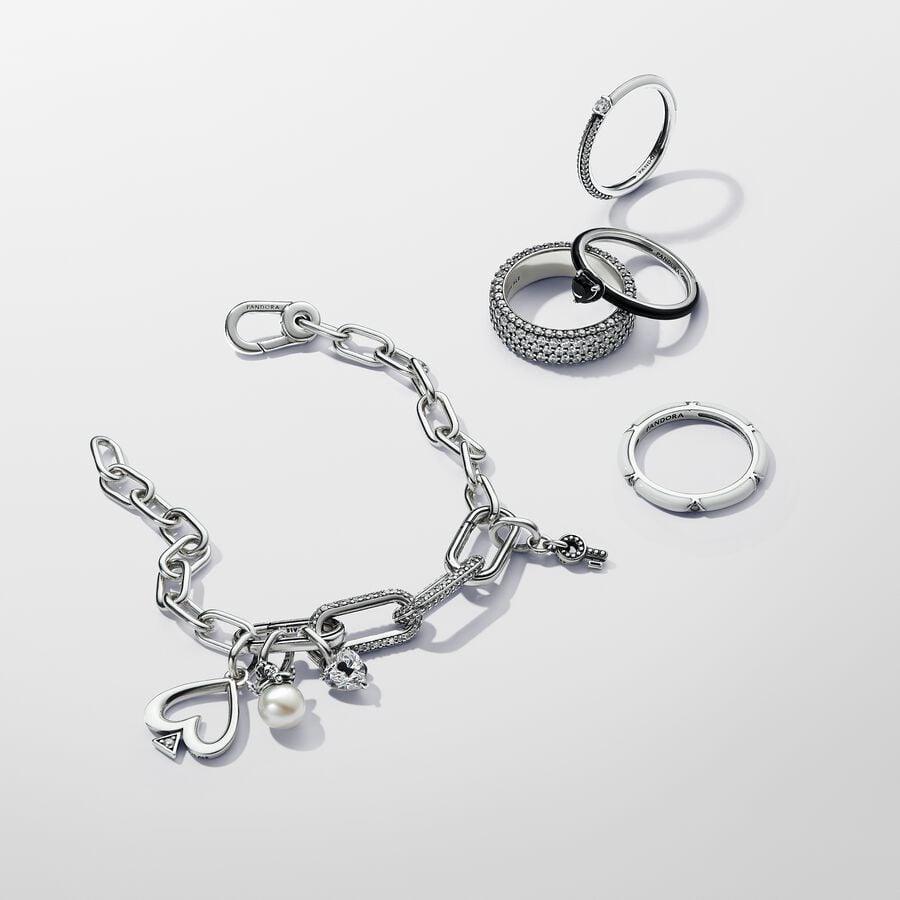 Anillo Pandora ME Corazón Chakra Negro En Plata Esterlina